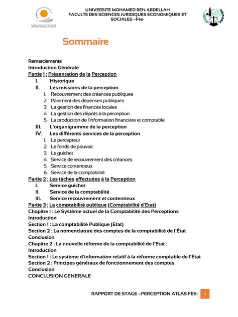 Exemple De Rapport De Stage Licence Comptabilité Hortamatina