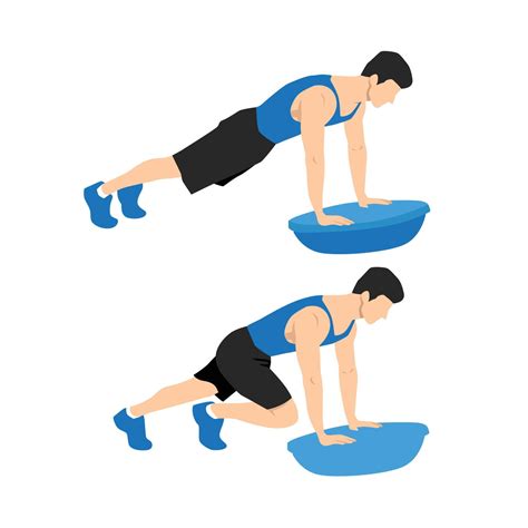 Man Doing Bosu Ball Mountain Climber Abdominals Exercise Flat Vector