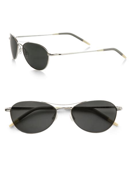 Oliver Peoples Aero 57 Aviator Sunglasses In Silver Lyst