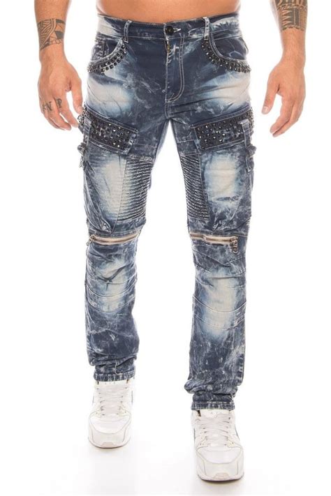 Cipo And Baxx Regular Slim Fit Jeans Herren Cargo Jeans Hose Mit Strasssteinen Jeanshose Mit