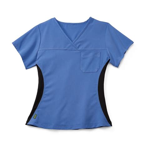 Ave Michigan V Neck Fitted Women Scrub Top With Black Stretch Side