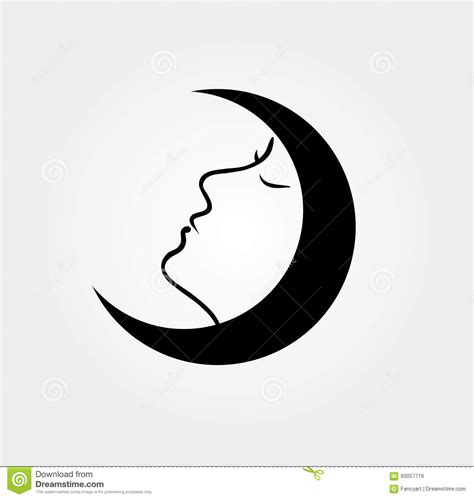 Woman Face Inside A Moon Stock Vector Illustration Of Female 60057716