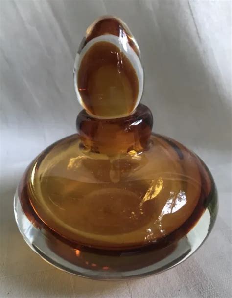 Murano Art Glass Heavy Vintage Amber Hand Blown Perfume Bottle 22 90 Picclick