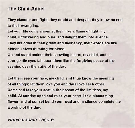 The Child Angel The Child Angel Poem By Rabindranath Tagore