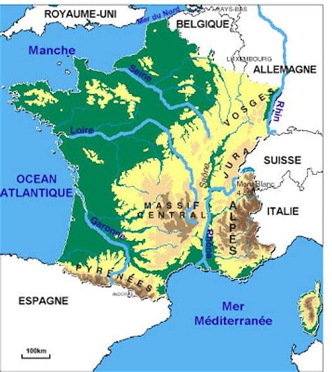 Carte de la france vierge avec les départements. Francsenia: Relief