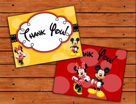 Minnie And Mickey Mouse Thank You Cards Printable Digital File 2