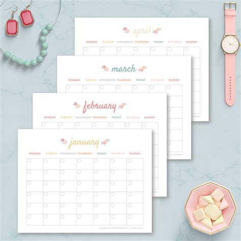 Monthly Planner Printable Templates Creative Market