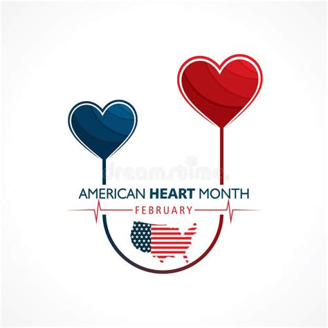 National American Heart Month Observed In February Stock Vector