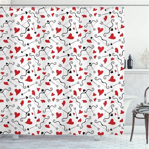 Valentines Shower Curtain Arrows Of Cupid Mythological Concepts Hearts