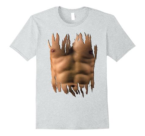 Realistic Chest Six Pack Abs Tone Muscle Man Funny T Shirt 4lvs