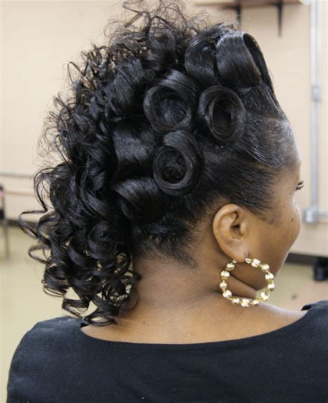 Pin Curl Updo Hairstyles For Black Hair Easy Hairstyles For Party