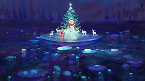 2560x1440 Reindeer Christmas Season Santa Colorful Digital Art 4k 1440p