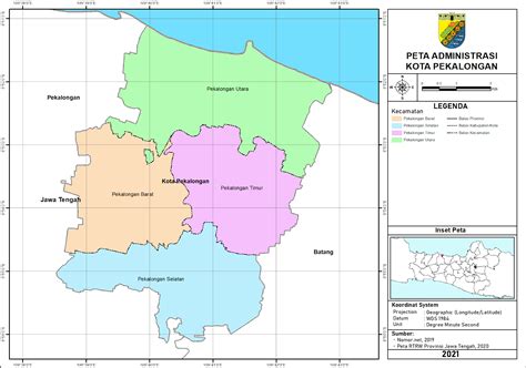 Peta Administrasi Kota Pekalongan Provinsi Jawa Tengah Neededthing