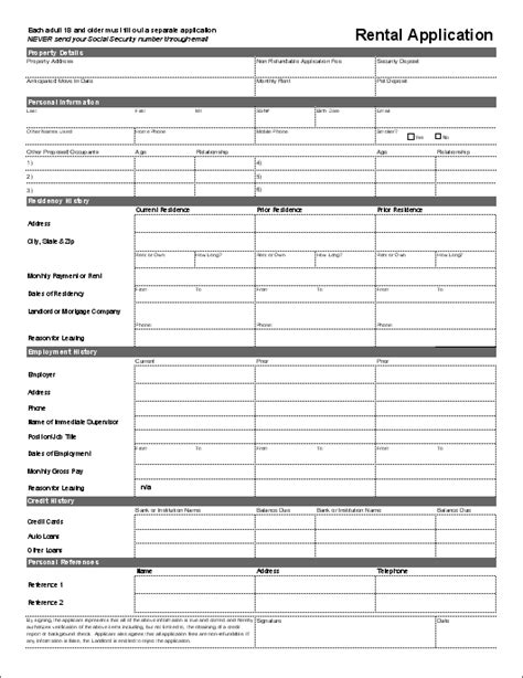 Sample Rental Application Form Template Forms 2022