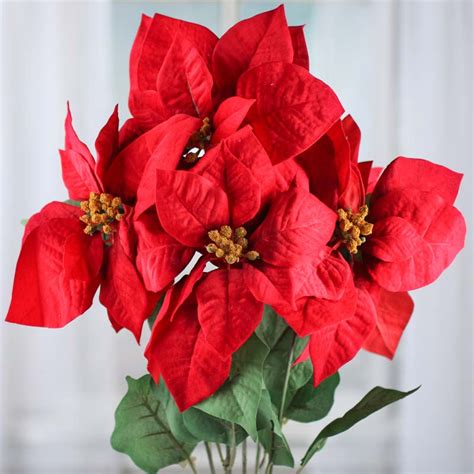 Artificial Poinsettia Bush Christmas Holiday Florals Floral