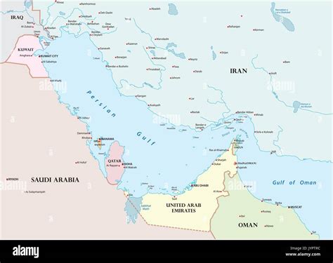 Map Of The Persian Gulf And Its Neighboring Countries Stock Vector