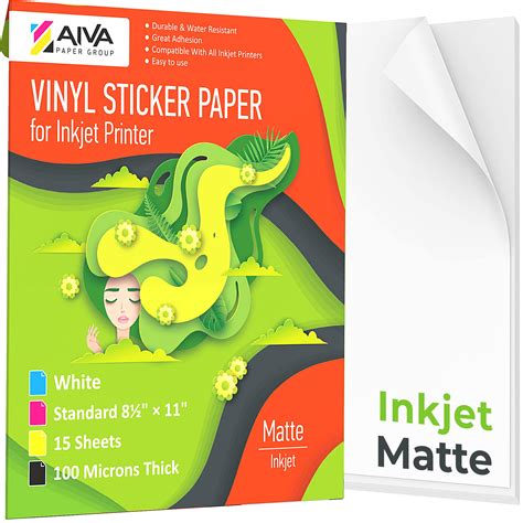Buy Printable Vinyl Sticker Paper For Inkjet Printer Matte White 15