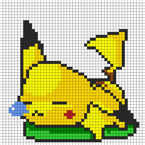 Sleepy Pikachu Kandi Pattern Pixel Art Pokemon Pixel Art Grid