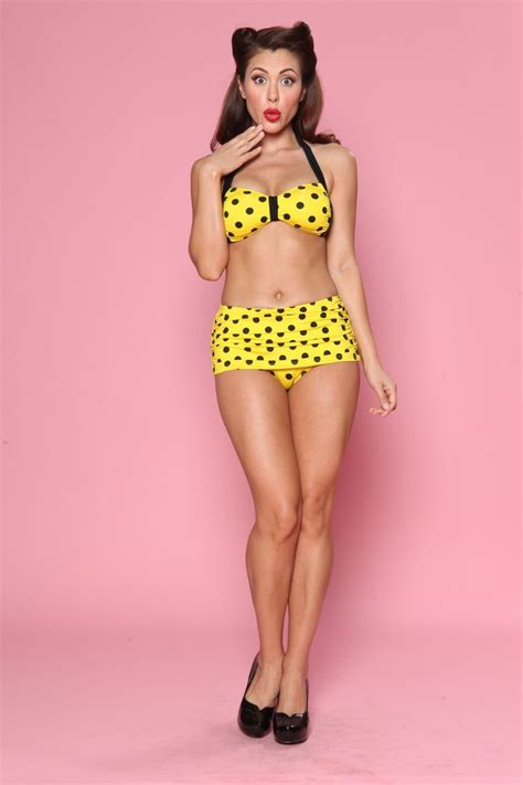 Pc Marilyn Yellow Polka Dot Swimwear Pinup Empire Clothing Retro Style Swimwear Polka