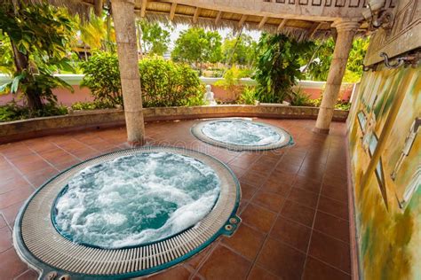 Gorgeous Fragment Of View Of Outdoor Spa With Hydro Massage Jacuzzi Editorial Photo Image Of