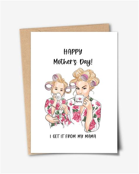 Printable Card Like Mother Like Daughter Mothers Day Etsy