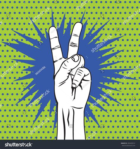 Victory Sign Hand Gesture Pop Art Stock Vector 289428314 Shutterstock