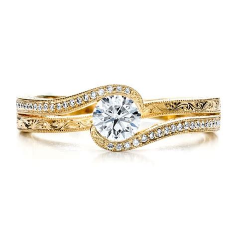 Browse unique vintage yellow gold rings in 14k and 18k yellow gold. Custom Engraved Diamond Engagement Ring #1472 - Seattle ...