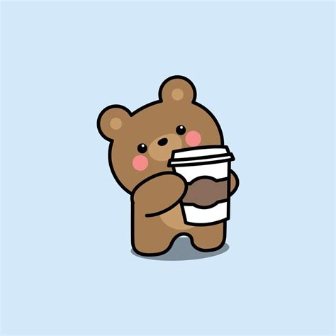 Cute Bear With Coffee Cup Cartoon Vector Illustration 6936460 Vector