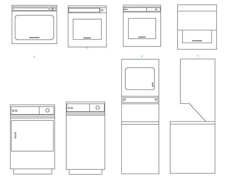 The Autocad Drawing File Of The Different Types Of Washing Machine