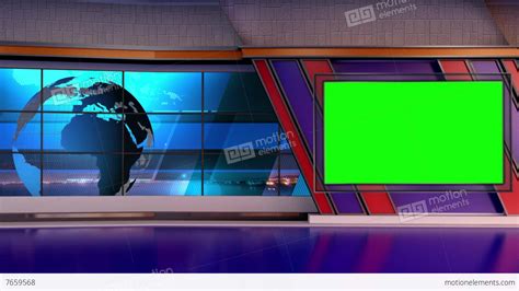 News Tv Studio Set 66 Virtual Background Loop Stock