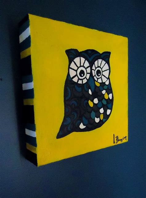 Funky Owl Painting Original Whimsical Painting By Simplycreateart