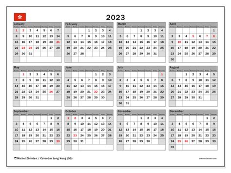 2023 Printable Calendar Hong Kong Ss Michel Zbinden Hk Gambaran
