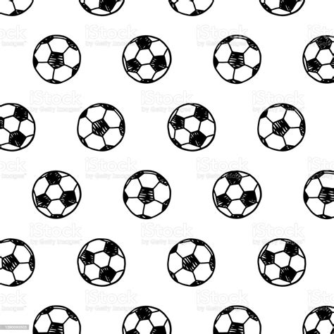 Hand Drawn Vector Illustration Of Soccer Ball Pattern In Cartoon Style