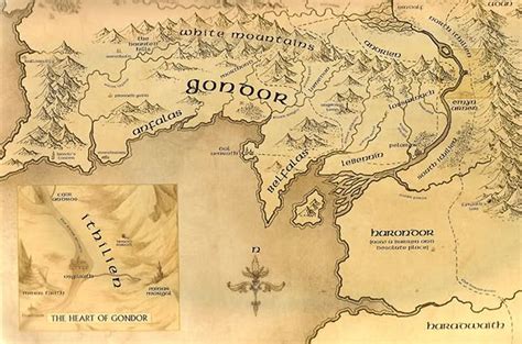 Detailed Map Of Gondor Middle Earth Map Middle Earth Lord Of The Rings