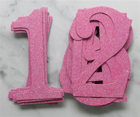 4 Pink Glitter Numbers 1 20 Pink Wedding Numbers Etsy