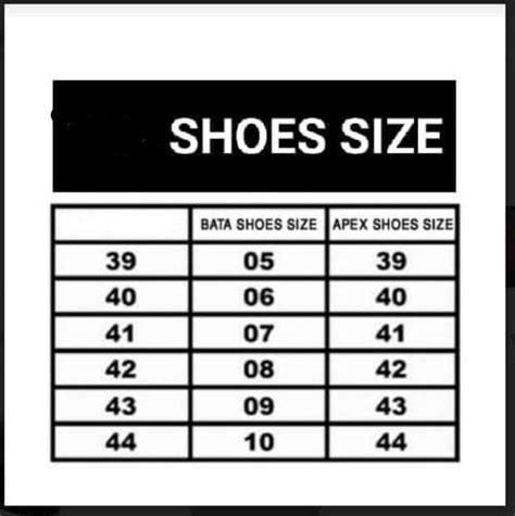 Apex Shoe Size Chart Bangladesh Ubicaciondepersonascdmxgobmx