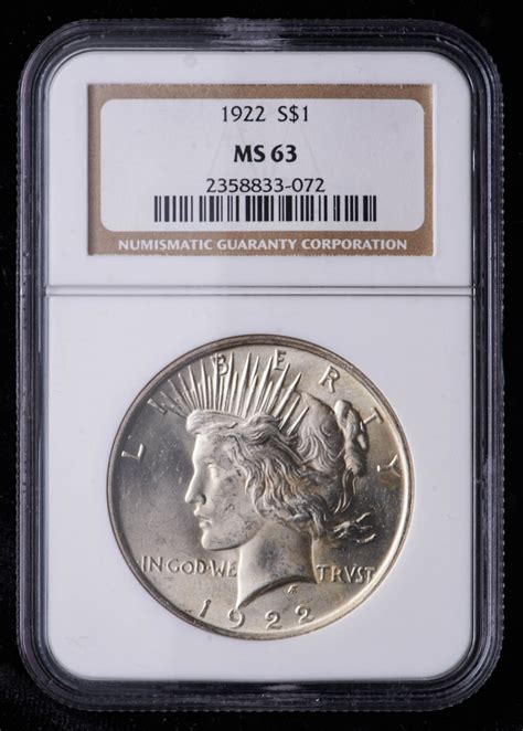 1922 Peace Silver Dollar Ngc Ms63 Pristine Auction