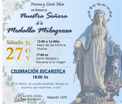Novena Y Santa Misa En Honor A Nuestra Se Ora De La Medalla Milagrosa Santa Lucia De Palermo