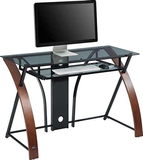 Bello Cd8841 Curved Wood Metal And Glass Computer Desk Uk