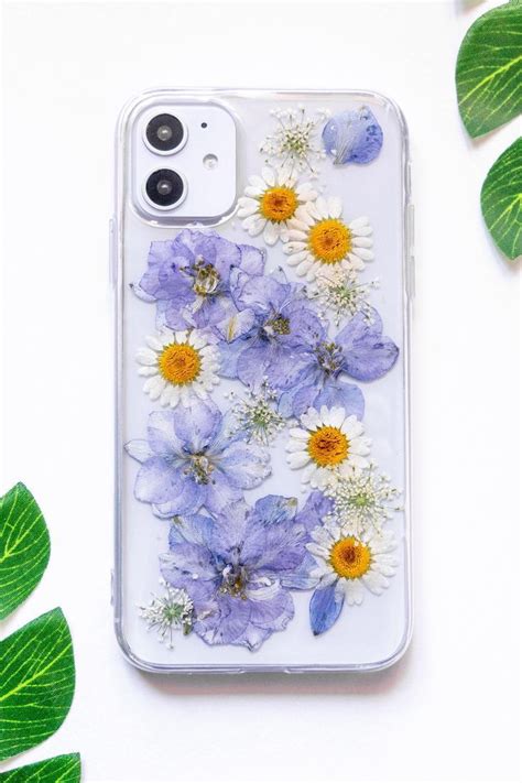 Handmade Pressed Flower Iphone Bumper Cases With Real Pressed Purple