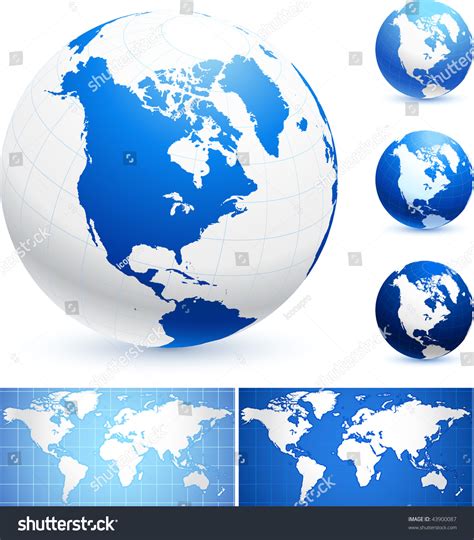 Globes World Maps Original Vector Illustration 库存矢量图（免版税）43900087