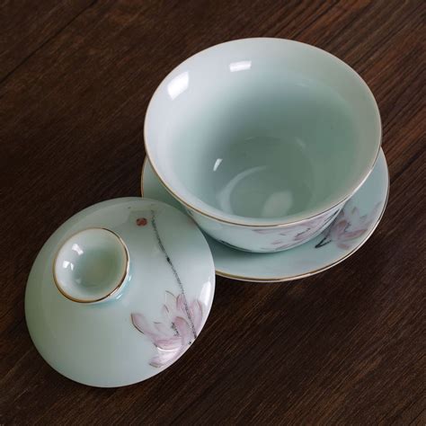 130ml Porcelain Ceramic Lotus Chinese Gongfu Tea Gaiwan Teacup Cup With