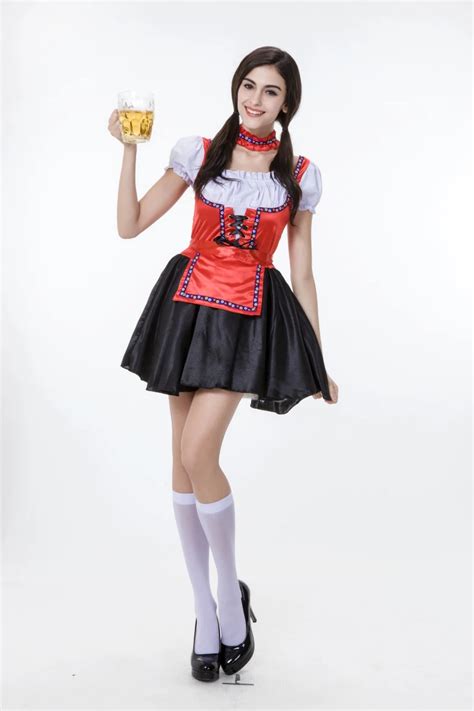 Plus Size Maid Fancy Dress Cosplay German Beer Girl Costume Sexy Oktoberfest Dirndl Halloween