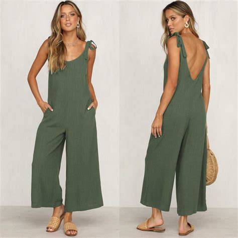 Rompers 2019 Summer New Women Casual Loose Linen Cotton Jumpsuit