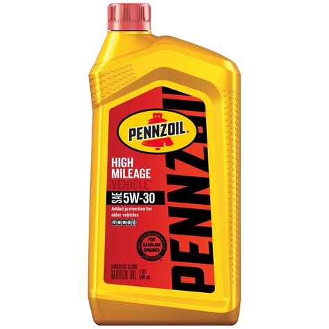 Pennzoil High Mileage 5w 30 Conventional Motor Oil 1 Quart Walmart