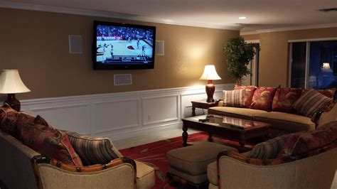 Tv Installation With Wires Concealed In The Wall And Home Theater