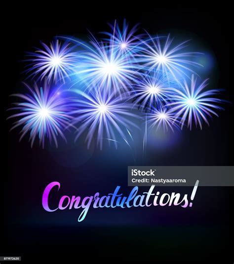 Congratulations Word With Fireworks Stock Illustration Download Image