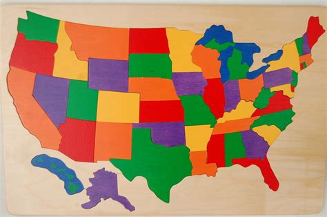 Wooden Map Puzzle Of The Usa Has States And Capitals Chunky Etsy