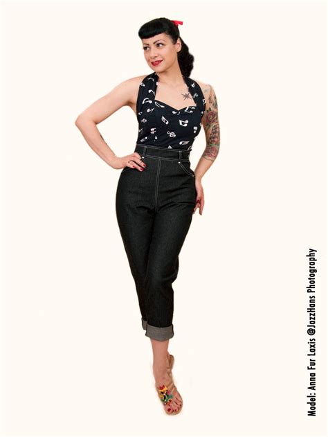 1950s Jeans Black Denim Fashion Pants Women Fashion 50s Fashion