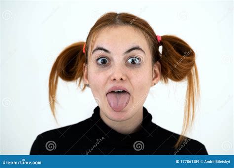 teen girl with mouth open tongue out telegraph